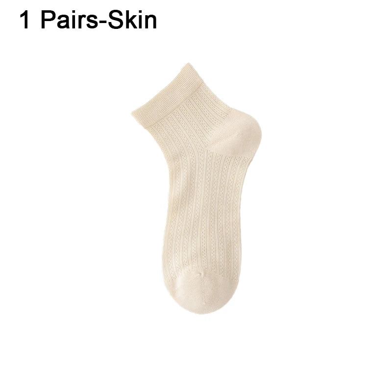 Women's Silk Ankle Socks – Hollow Mesh, Breathable, 1/3/6 Pairs