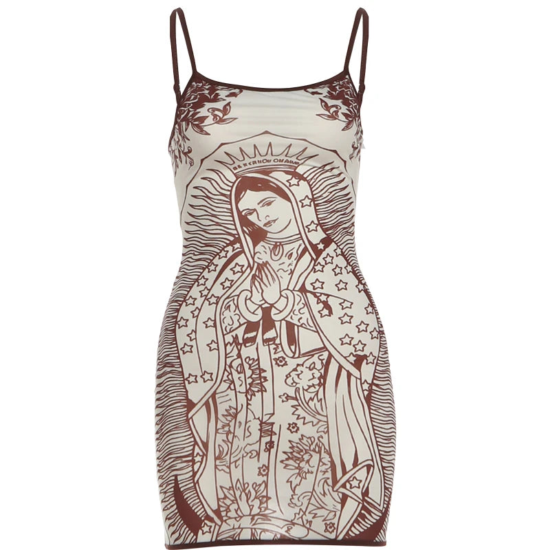 Women's Mini Bodycon Dress – Art Print, Low-Neck, High Stretch