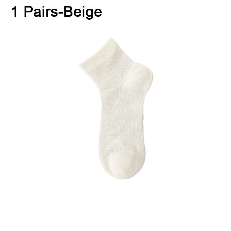 Women's Silk Ankle Socks – Hollow Mesh, Breathable, 1/3/6 Pairs