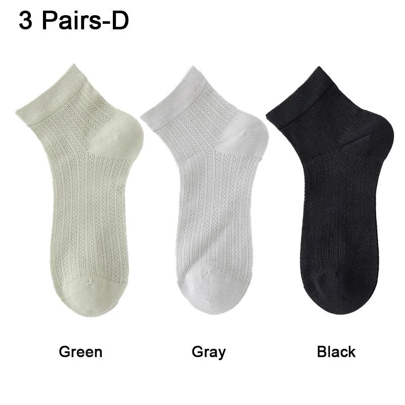 Women's Silk Ankle Socks – Hollow Mesh, Breathable, 1/3/6 Pairs
