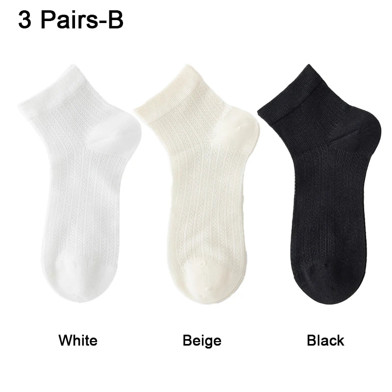 Women's Silk Ankle Socks – Hollow Mesh, Breathable, 1/3/6 Pairs