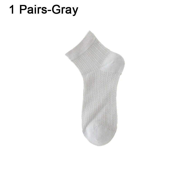 Women's Silk Ankle Socks – Hollow Mesh, Breathable, 1/3/6 Pairs