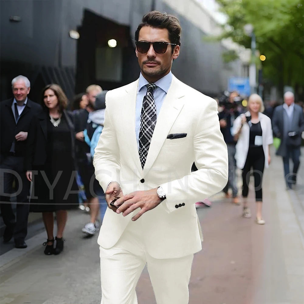 Men’s Slim-Fit Light Grey Suit, Jacket & Trousers