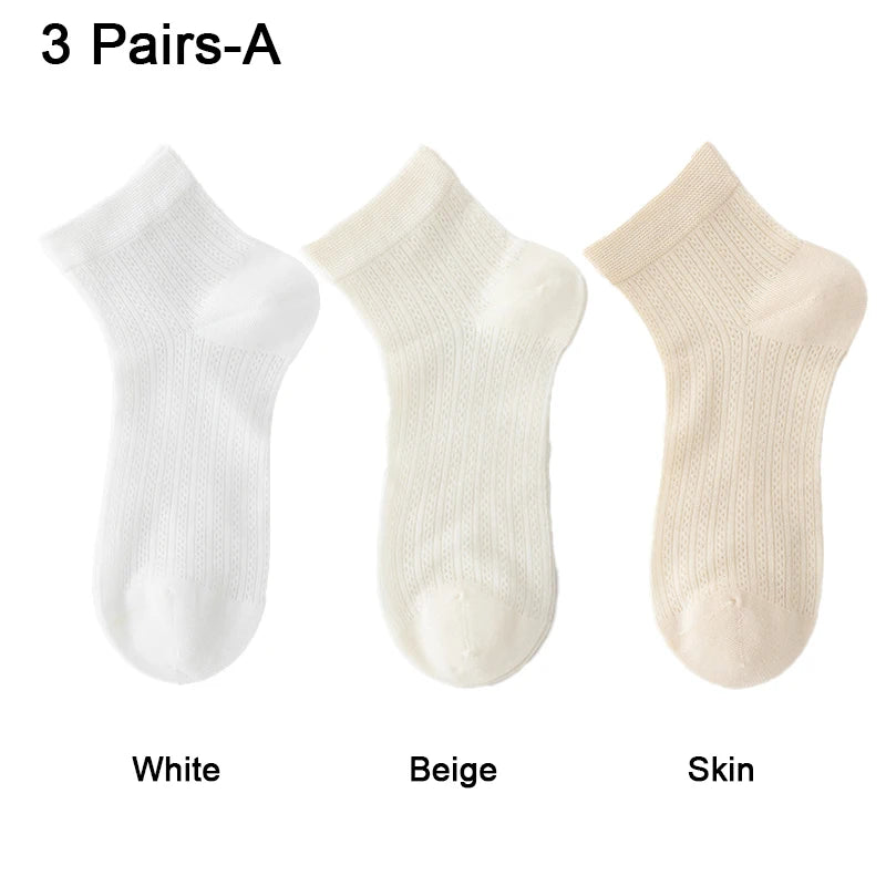 Women's Silk Ankle Socks – Hollow Mesh, Breathable, 1/3/6 Pairs