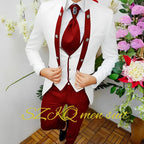 Men’s Floral Wedding Suit with Waistcoat & Tie