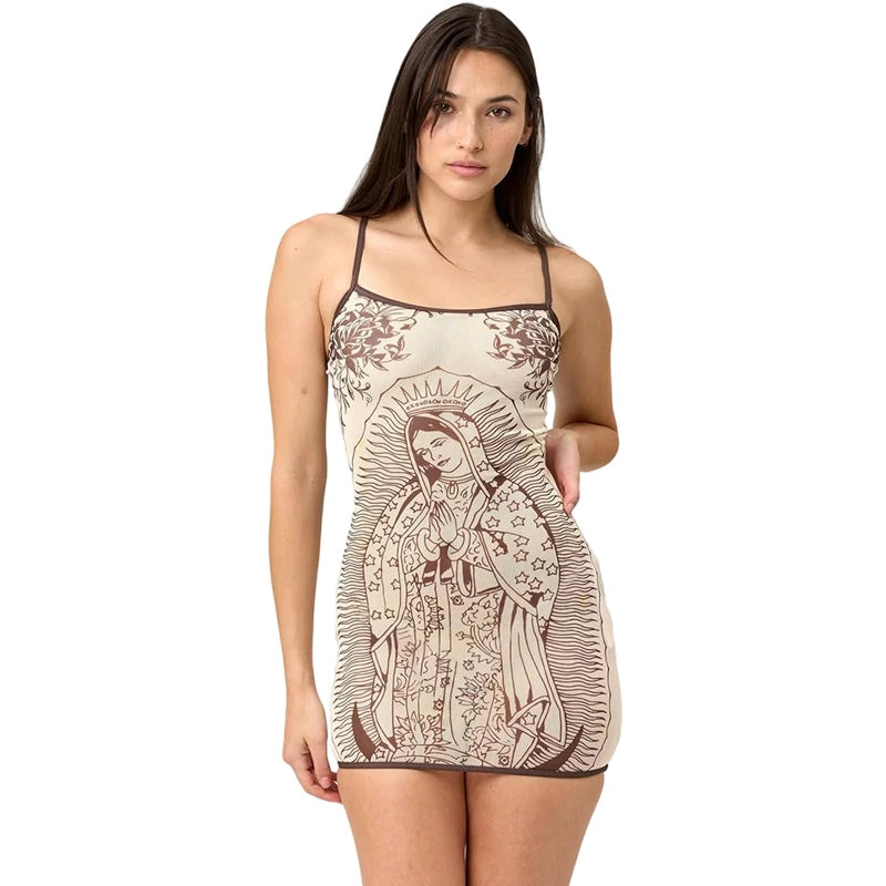Women's Mini Bodycon Dress – Art Print, Low-Neck, High Stretch