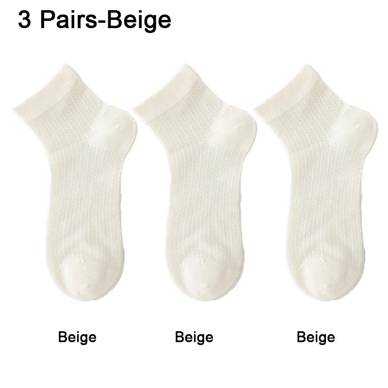 Women's Silk Ankle Socks – Hollow Mesh, Breathable, 1/3/6 Pairs