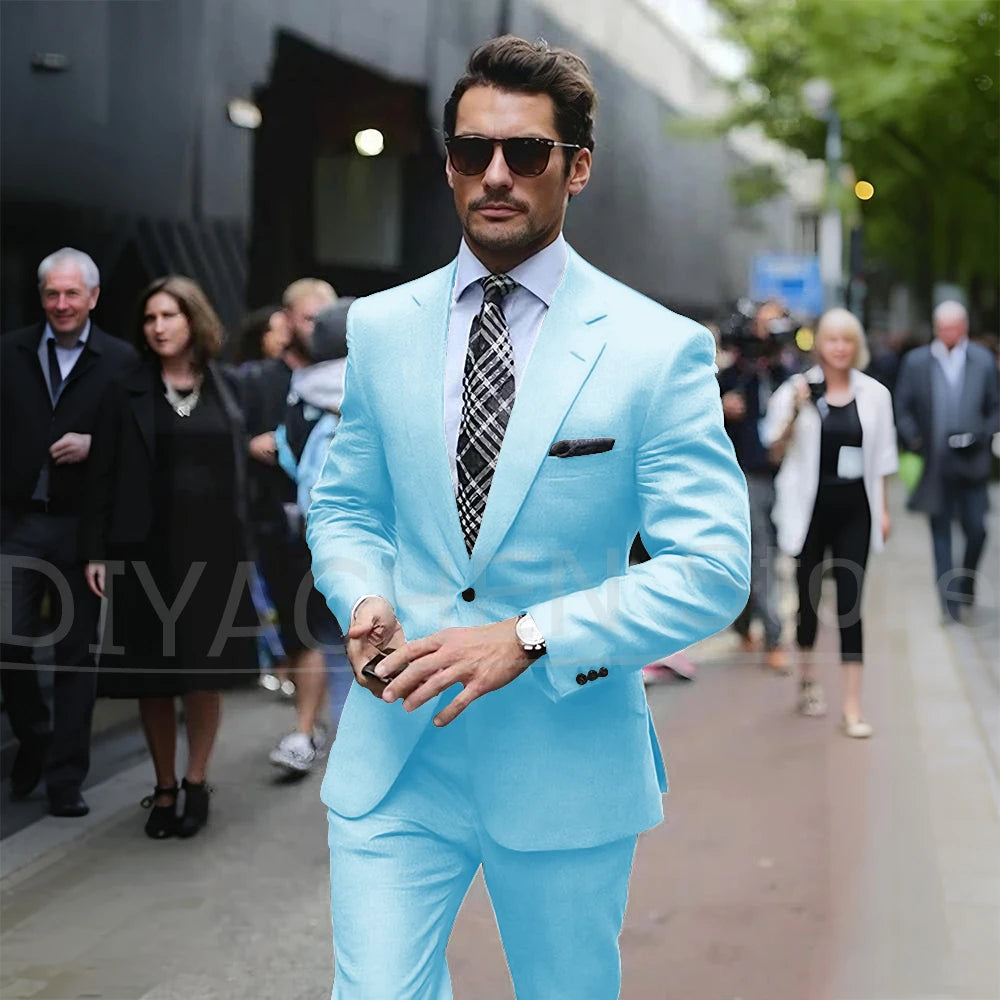 Men’s Slim-Fit Light Grey Suit, Jacket & Trousers