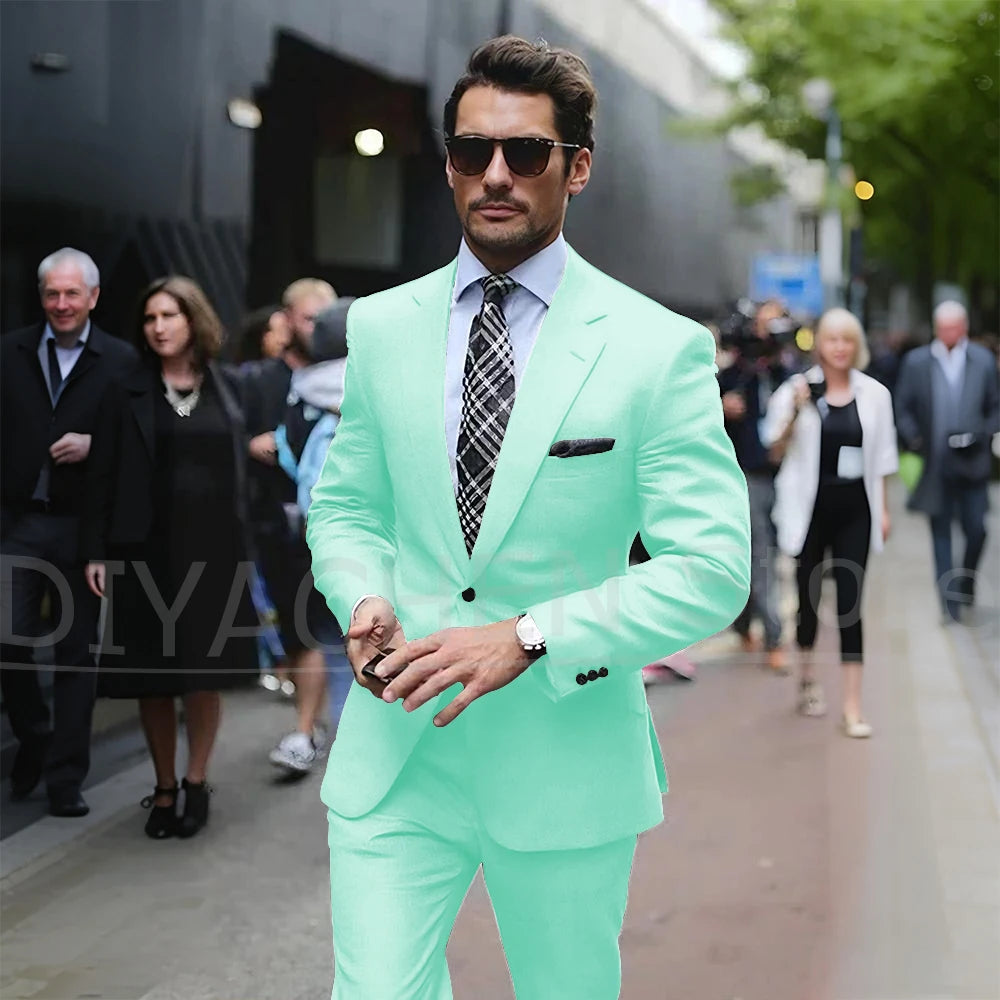 Men’s Slim-Fit Light Grey Suit, Jacket & Trousers