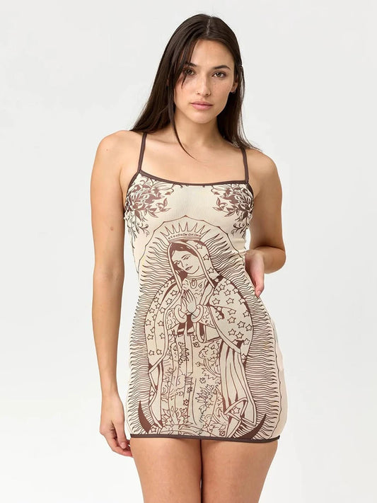 Women's Mini Bodycon Dress – Art Print, Low-Neck, High Stretch