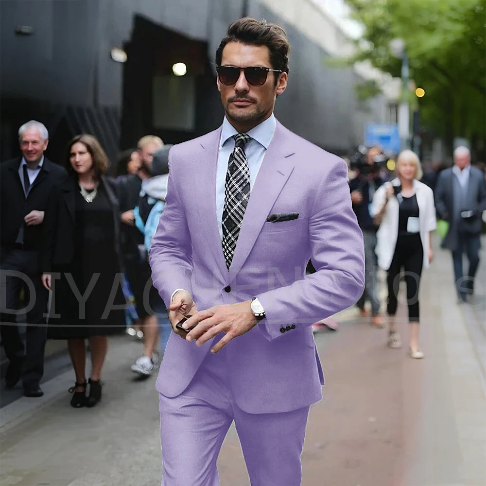Men’s Slim-Fit Light Grey Suit, Jacket & Trousers