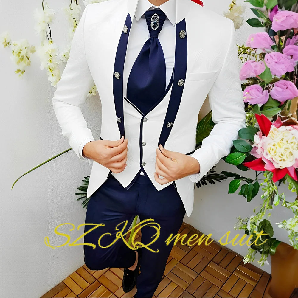 Men’s Floral Wedding Suit with Waistcoat & Tie