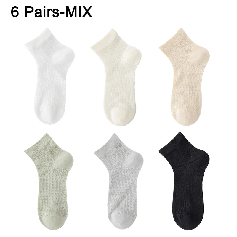 Women's Silk Ankle Socks – Hollow Mesh, Breathable, 1/3/6 Pairs