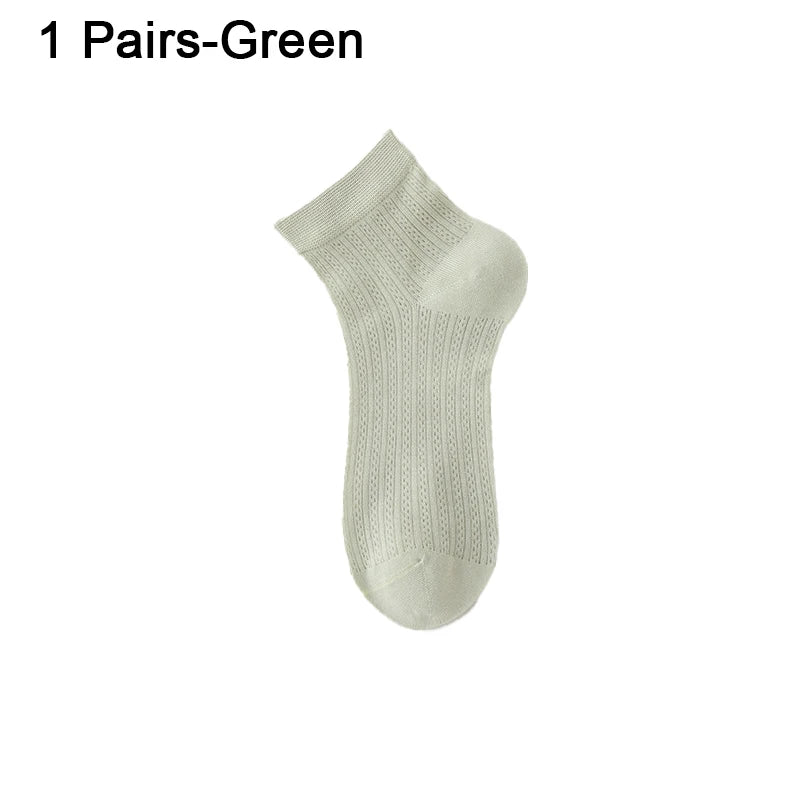 Women's Silk Ankle Socks – Hollow Mesh, Breathable, 1/3/6 Pairs